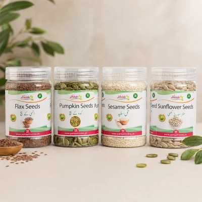 PCOS Seed Cycling Kit with flax, pumpkin, sesame and sunflower seeds for women’s wellness copy